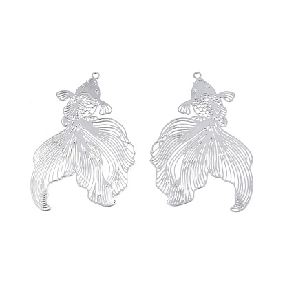 201 подвески из нержавеющей стали, гравированные металлические украшения, золотая рыбка