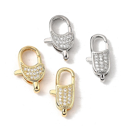 Застежки-клешни из прозрачной латуни с кубическим цирконием, без кадмия, без никеля и без свинца, овальные