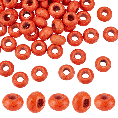 60шт. окрашенные синтетические бирюзовые европейские бусины, бусины с большим отверстием, рондель