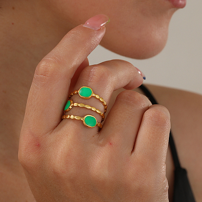 Стильное овальное кольцо-манжета из нержавеющей стали в стиле ретро