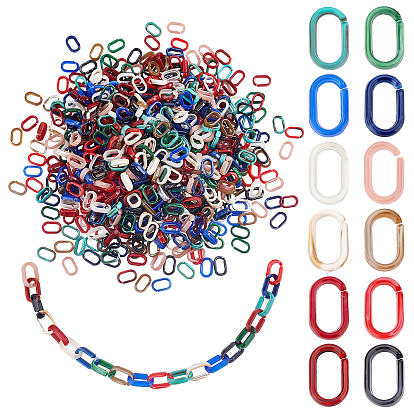 720Pcs 12 Colors Acrylic Linking Rings, Quick Link Connectors, Imitation Gemstone Style, For Cable Chains Making, Oval