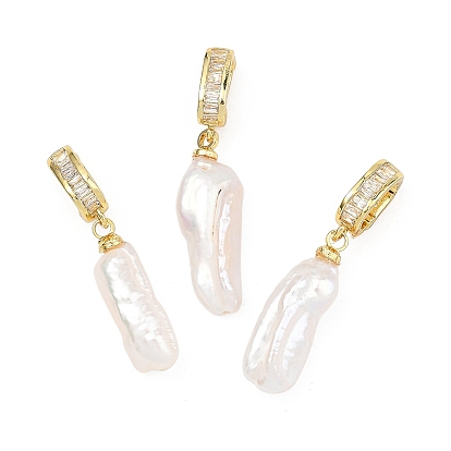 Натуральный жемчуг барокко подвески с жемчугом кеши, самородки прелести, с латунными микропаве и прозрачными застежками из кубического циркония