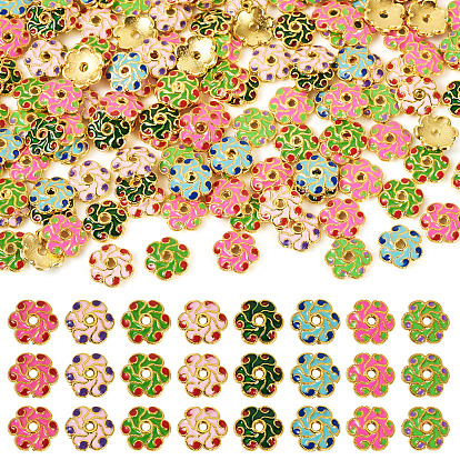 160шт 8 цвета сплав эмалированные колпачки для бусин, цветок