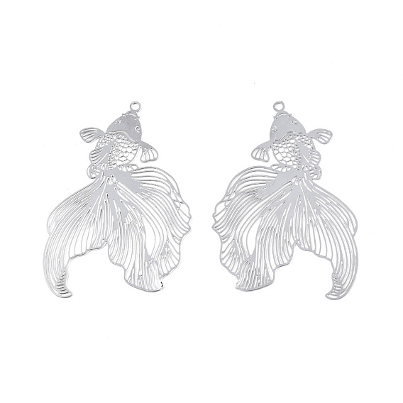 201 подвески из нержавеющей стали, гравированные металлические украшения, золотая рыбка