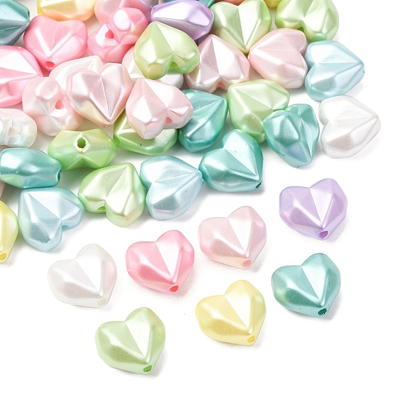 Непрозрачные бусины из абс-пластика, имитации жемчуга, сердце, граненые