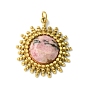 Ion Plating(IP) 304 Stainless Steel Pave Faceted Gemstone Pendants, Sun Charms, Real 14K Gold Plated