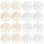 32шт 8 стиль стойка покрытие латунные филигранные подвески, долговечный, плоско-круглые, без никеля , плоская круглая с деревом жизни, ангелом и цветком
