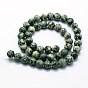 Perles de jaspe tache verte naturelle, ronde