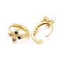 Cubic Zirconia Flower Hoop Earrings, Real 18K Gold Plated Brass Jewelry for Women, Cadmium Free & Nickel Free & Lead Free