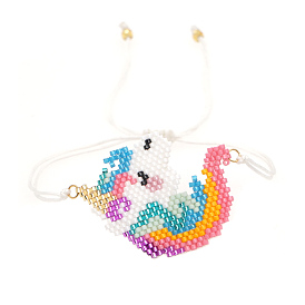Miyuki Seed Braided Bead Bracelet, Unicorn Friendship Bracelet for Women