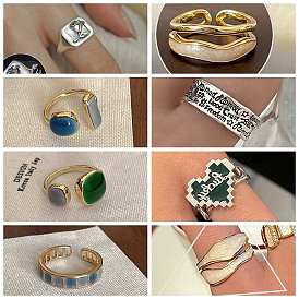 Эмалевое открытое кольцо-манжета, украшения из латуни для женщин