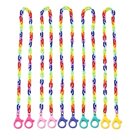 Персонализированные ожерелья-цепочки из акрила, цепочки для очков, цепочки для сумочек, с пластиковыми застежками в виде когтей лобстера