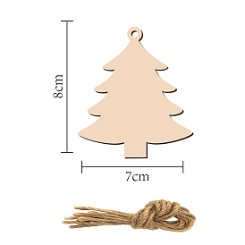 10 adornos de recortes de madera sin terminar para árbol de navidad, con cuerda de cáñamo, para manualidades en blanco bricolaje fiesta de navidad colgando suministros de decoración