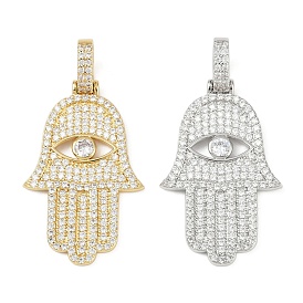 Латунные микро проложить кубического циркония подвески, Хамса руку с дурным глазом, без свинца и без кадмия, долговечный, стойки покрытие