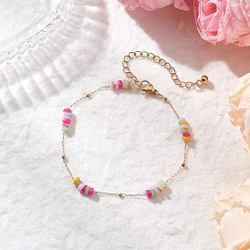 Браслеты из ракушек и овальных бусин из нержавеющей стали для женщин, плоско-круглые, CCB с бисером