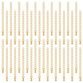 50pcs rallonge de chaîne gourmette en laiton, Chaînes d'extrémité avec breloque en forme de larme