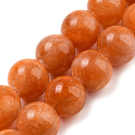 Natural Orange Calcite Dyed Beads Strands, Grade AA, Round