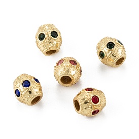 Brass Micro Pave Cubic Zirconia Beads, Column, Long-Lasting Plated, Real 18K Gold Plated