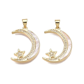 Латунные микропаве прозрачные подвески с фианитом, без кадмия и без свинца, с оболочкой, звездные и лунные чары