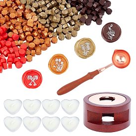 CRASPIRE DIY Wax Seal Stamp Kits, Including Iron Wax Furnace, Brass Spoon, Sealing Wax Particles, Paraffin Candles