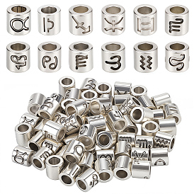 72шт 12 стили тибетский стиль цинковый сплав европейские бусины, бусины с большим отверстием, столбец с созвездием