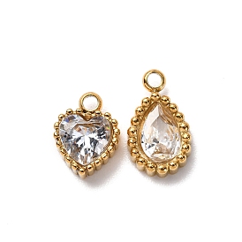 Стеклянные прелести, с 304 фурнитурой из нержавеющей стали, граненые, золотые