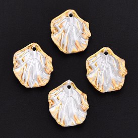 Acrylic Pendants, Golden Metal Enlaced, Leaf