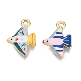 Printed Alloy Pendants, Rack Plating, Bird Charms, Cadmium Free & Nickel Free & Lead Free, Golden