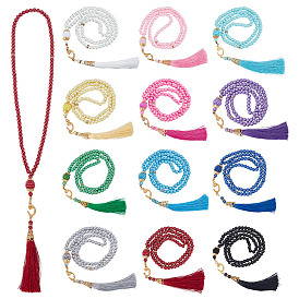 12 шт. 12 Цвета круглые стеклянные бусины с имитацией жемчуга, подвесные украшения с кисточками из полиэстерового шелка