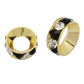 Латунные бусины разделители для поставки стразов, класс А, рондель, золото 