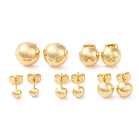 Rack Plating Brass Stud Earrings for Women, Cadmium Free & Lead Free, Long-Lasting Plated, Half Round