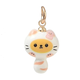 Alloy Enamel Pendants, Cat Shape Charms, Golden