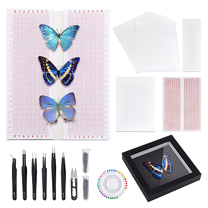 2Стол для производства пакетов из ЭВА для образцов бабочек, с координатной бумагой, прямоугольные, с помощью ножниц, головной штифт, выщипывать пинцетом
