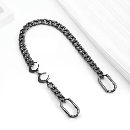 Metal Curb Chain & Moon Link Bags Straps, with Spring Gate Ring, Purse Making Supplies