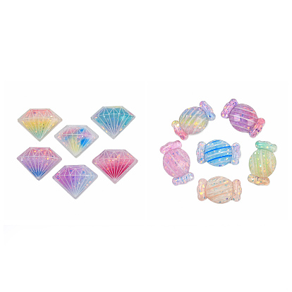 Прозрачные смолы кабошоны, с блестка