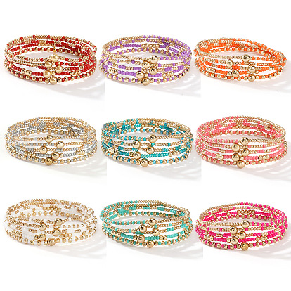 Браслеты из стеклянных бусин и бусин CCB, составные браслеты для женщин