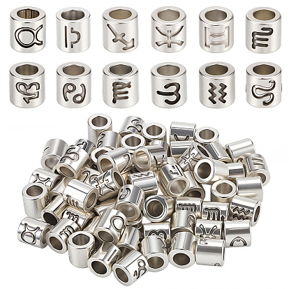 72шт 12 стили тибетский стиль цинковый сплав европейские бусины, бусины с большим отверстием, столбец с созвездием