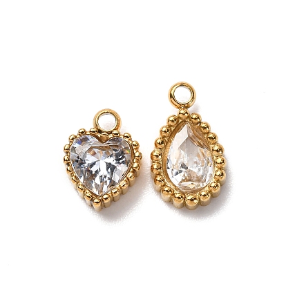 Стеклянные прелести, с 304 фурнитурой из нержавеющей стали, граненые, золотые