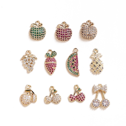 Латунные микро проложить кубического циркония прелести, фрукты