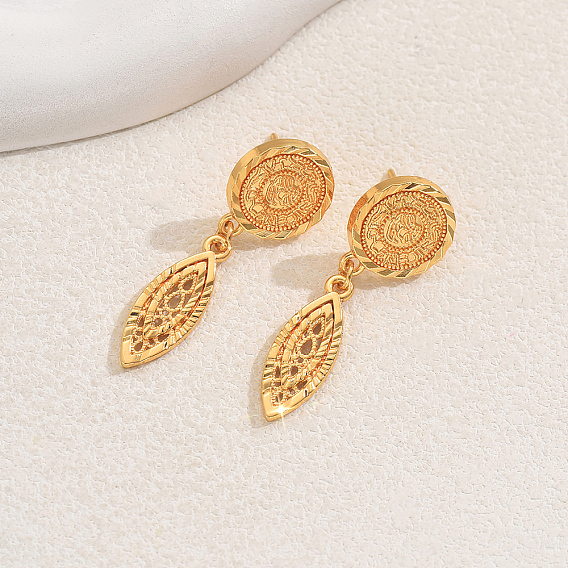 Винтажные французские ближневосточные серьги-гвоздики из сплава с конским глазом