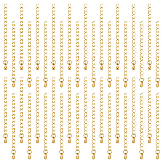 50Pcs Brass Curb Chain Extender, End Chains with Teardrop Charm