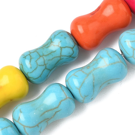 Окрашенные синтетические бирюзовые бусы нити, длинная форма барабана