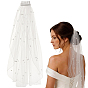 1 Velos de novia de malla de poliéster de 1 pieza, para decoraciones de fiesta de boda para mujeres, Con la perla de imitación de la perla del abs