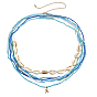 6 pièces 6 styles bohèmes ensembles de chaînes de taille en coquillage naturel et perles de plastique, avec des breloques en forme d'étoile de mer en alliage, or