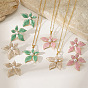 304 aretes esmaltados de acero inoxidable para mujer, flor, con perlas de imitación, dorado