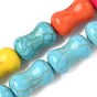 Окрашенные синтетические бирюзовые бусы нити, длинная форма барабана