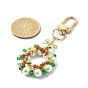 Christmas Wreath Shell Pearl Pendant Decoration, Alloy Bowknot and Swivel Clasps Charm