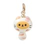 Alloy Enamel Pendants, Cat Shape Charms, Golden