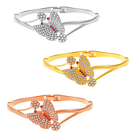 3 шт. 3 цветные браслеты из сплава со стразами на петлях для женщин, бабочка