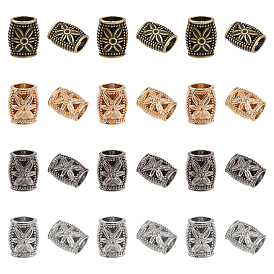 64Pcs 4 Colors Iron Cord Ends, Hollow, Rondelle with Flower